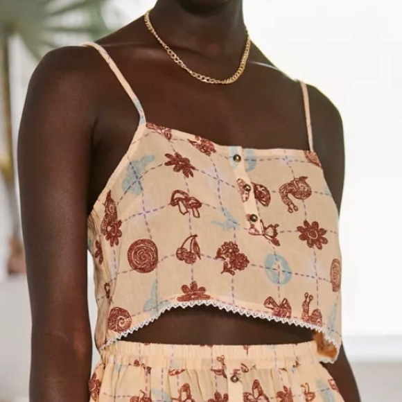 Uo Out From Under Tilda Cropped Tank Lounge Pj Top Xs Nwt